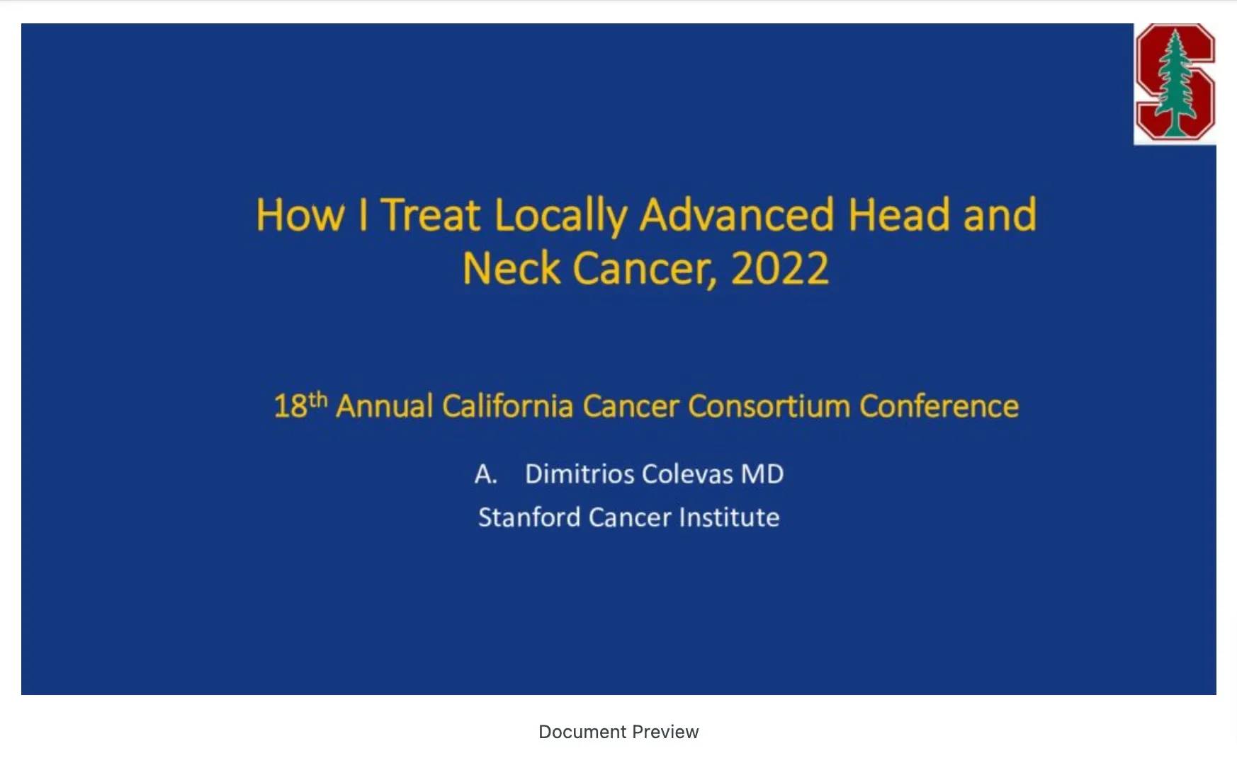 Locally Advanced Cap 2022 CCC | How I Treat Locally Advanced Head and Neck Cancer